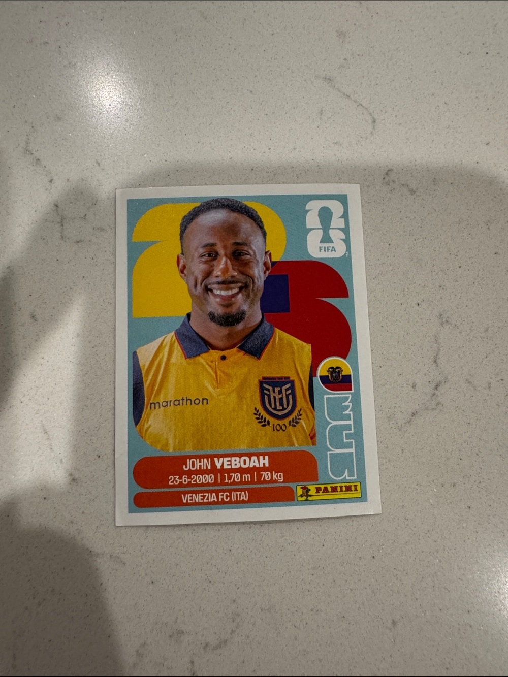 Panini Yellow & Blue Football Sticker - John Veboah FIFA World Cup